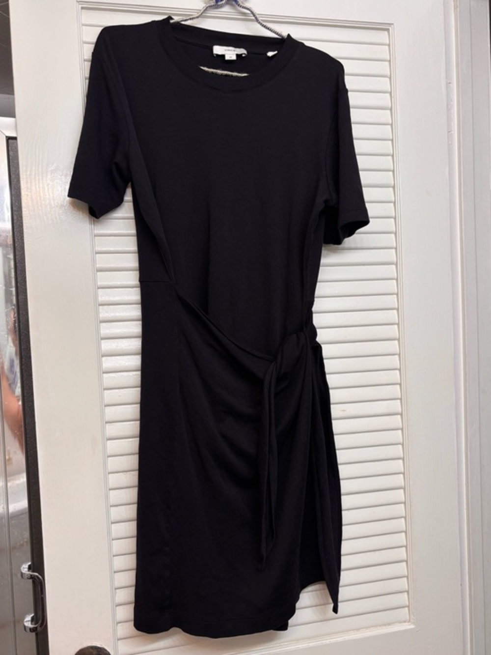 Vince Black Side Tie Short Sleeve Cotton Jersey Dress size S